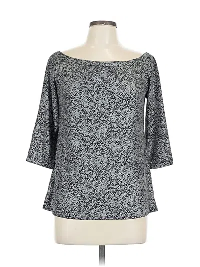 Pre-owned Peck & Peck 3/4 Sleeve Top Gray Boatneck Tops