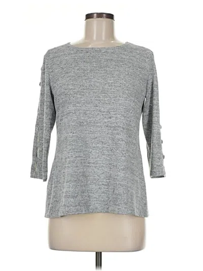 Pre-owned Peck & Peck 3/4 Sleeve Top Gray Boatneck Tops