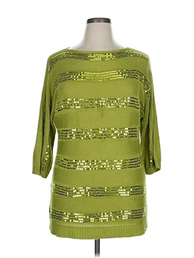 Pre-owned Peck & Peck 3/4 Sleeve Top Green Boatneck Tops