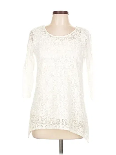 Pre-owned Peck & Peck 3/4 Sleeve Top Ivory Boatneck Tops
