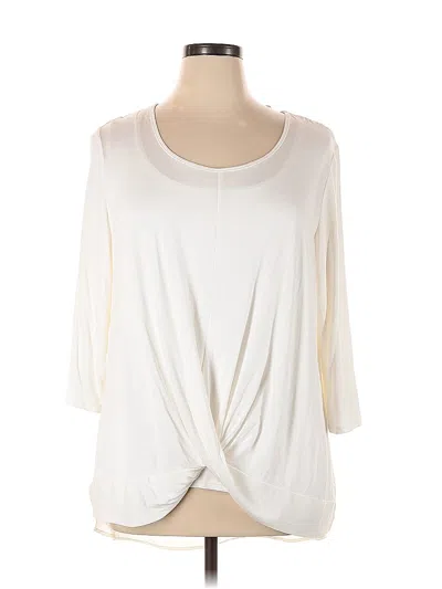 Pre-owned Peck & Peck 3/4 Sleeve Top Ivory Cowl Neck Tops In White