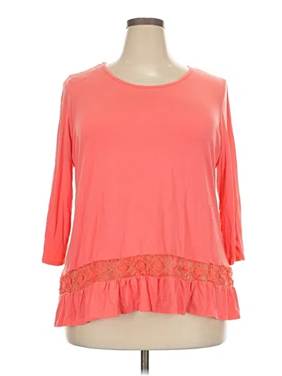 Pre-owned Peck & Peck 3/4 Sleeve Top Orange Boatneck Tops
