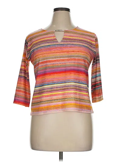 Pre-owned Peck & Peck 3/4 Sleeve Top Orange Scoop Neck Tops