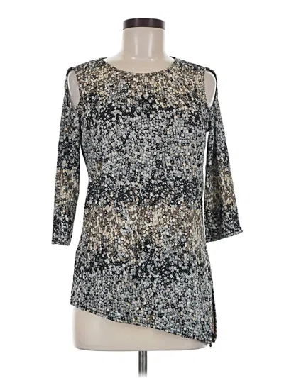 Pre-owned Peck & Peck 3/4 Sleeve Top Silver Cold Shoulder Neckline Tops