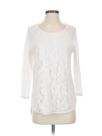 Pre-owned Peck & Peck 3/4 Sleeve Top White Boatneck Tops