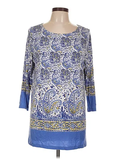 Pre-owned Peck & Peck 3/4 Sleeve T-shirt In Blue