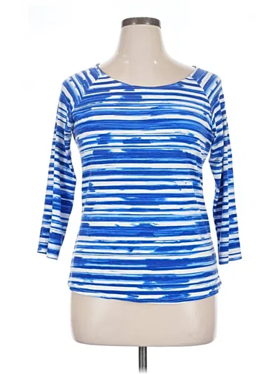 Pre-owned Peck & Peck 3/4 Sleeve T-shirt In Blue