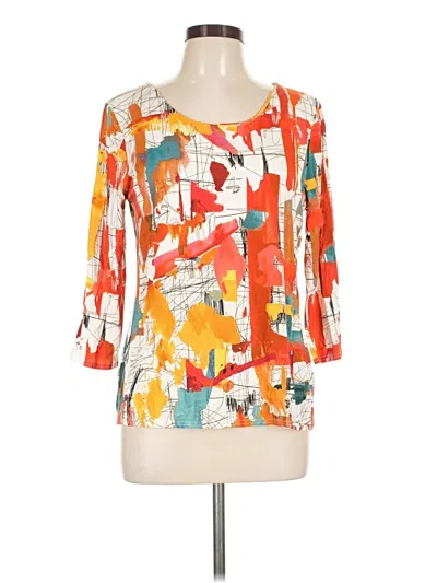 Pre-owned Peck & Peck 3/4 Sleeve T-shirt In Orange