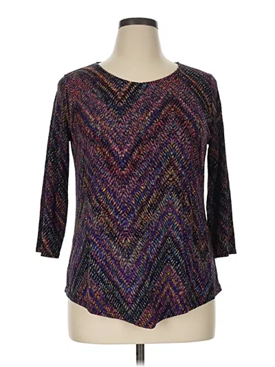 Pre-owned Peck & Peck 3/4 Sleeve T-shirt In Purple