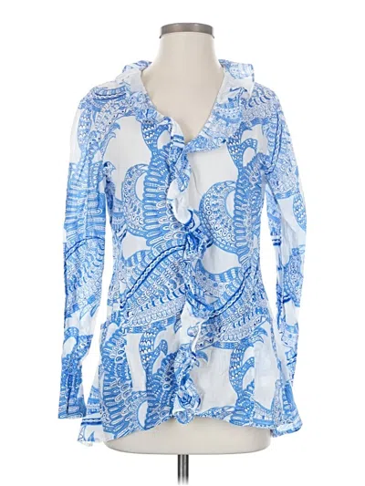 Pre-owned Peck & Peck Long Sleeve Blouse In Blue