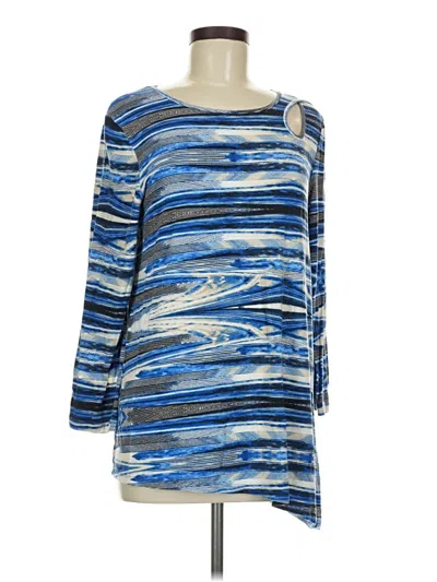 Pre-owned Peck & Peck Long Sleeve Blouse In Blue
