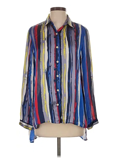 Pre-owned Peck & Peck Long Sleeve Blouse In Blue