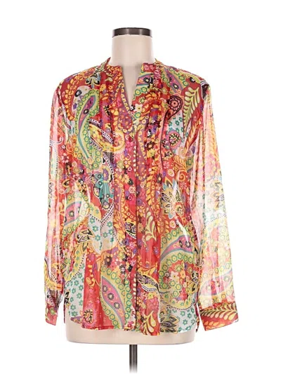 Pre-owned Peck & Peck Long Sleeve Blouse In Orange