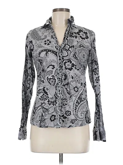 Pre-owned Peck & Peck Long Sleeve Blouse In Silver