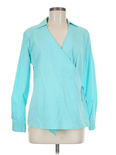 Pre-owned Peck & Peck Long Sleeve Blouse In Teal