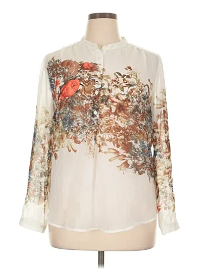 Pre-owned Peck & Peck Long Sleeve Blouse In White