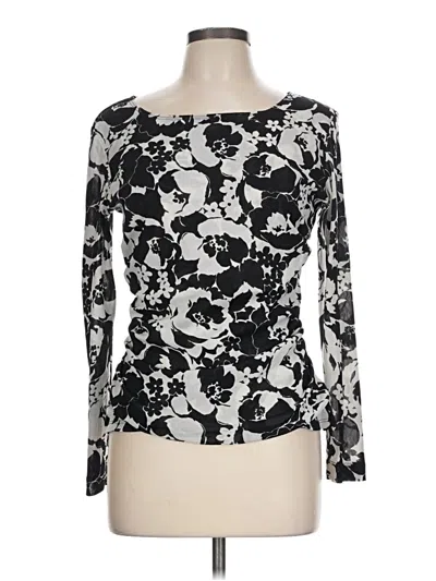 Pre-owned Peck & Peck Long Sleeve Top Black Boatneck Tops