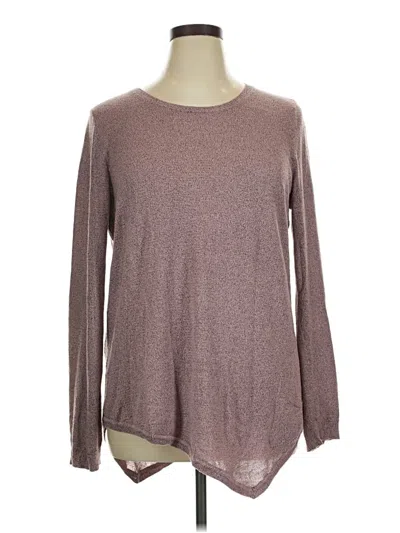 Pre-owned Peck & Peck Long Sleeve Top Brown Crew Neck Tops