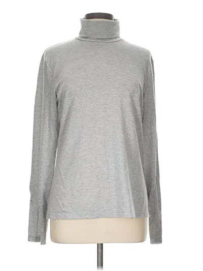 Pre-owned Peck & Peck Long Sleeve Top Gray Turtleneck Tops