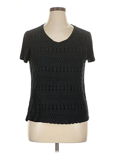 Pre-owned Peck & Peck Short Sleeve Top Black V-neck Tops