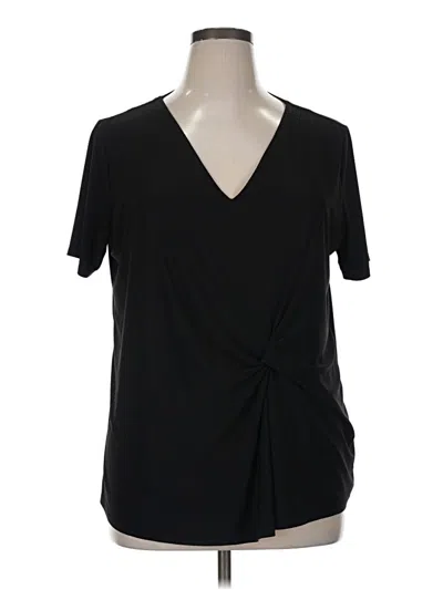 Pre-owned Peck & Peck Short Sleeve Top Black V-neck Tops