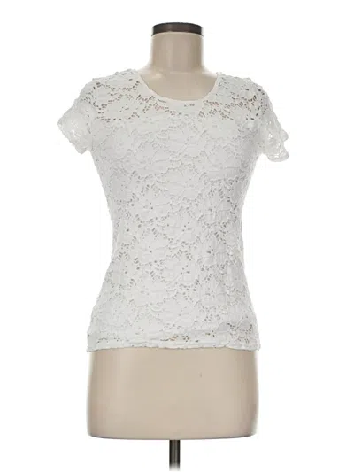 Pre-owned Peck & Peck Short Sleeve Top Ivory Sweetheart Neckline Tops