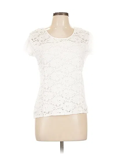 Pre-owned Peck & Peck Short Sleeve Top Ivory Sweetheart Neckline Tops In White