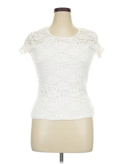 Pre-owned Peck & Peck Short Sleeve Top Ivory Sweetheart Neckline Tops In White