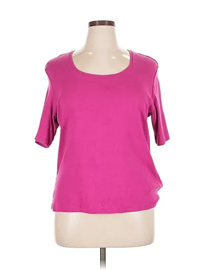 Pre-owned Peck & Peck Short Sleeve Top Pink Scoop Neck Tops