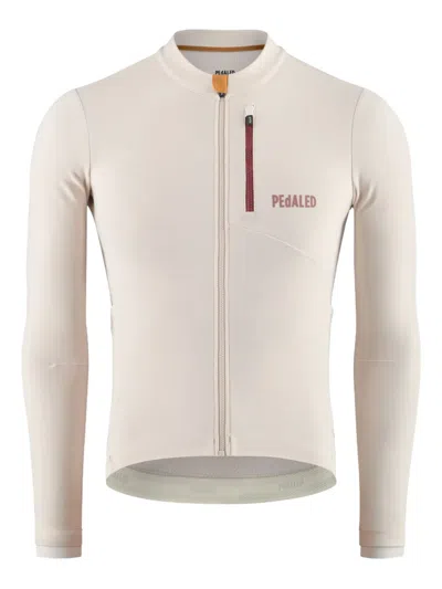 Pedaled Long-sleeve Zip-front Cycling Top In Neutral