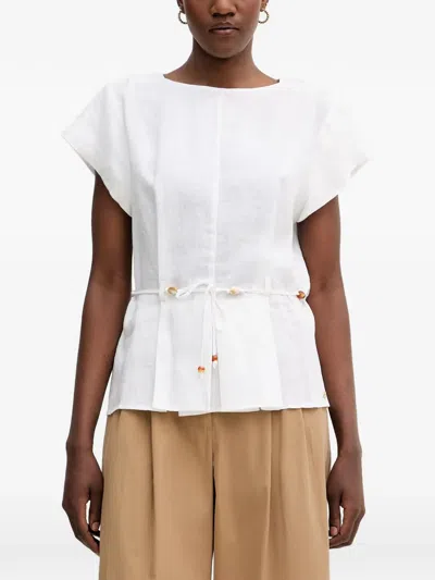 Pedro Del Hierro Bead-embellished Drawstring-waist Top In White