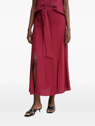Pedro Del Hierro Belted Side-slit Maxi Skirt In Red