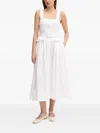 Pedro Del Hierro Belted-waist Square-neck Midi Dress In White