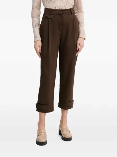 Pedro Del Hierro Button-cuff Trousers In Brown