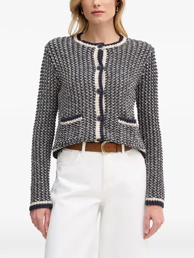 Pedro Del Hierro Contrast-trim Button-up Cardigan In Black