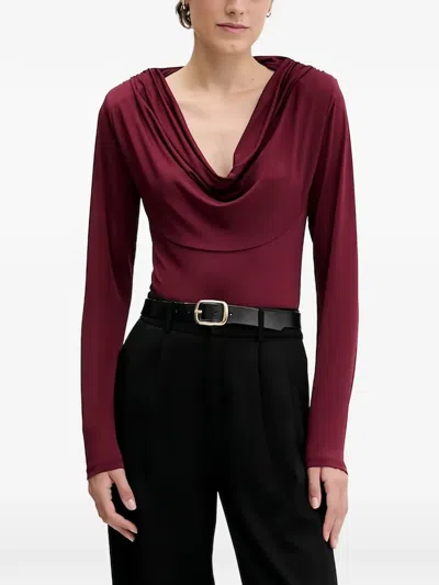 Pedro Del Hierro Cowl Long-sleeve Top In Burgundy