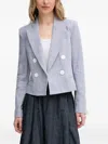 Pedro Del Hierro Double-breasted Linen Blazer In Blue