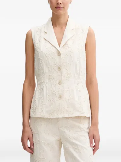 Pedro Del Hierro Embroidered Button Blouse In White