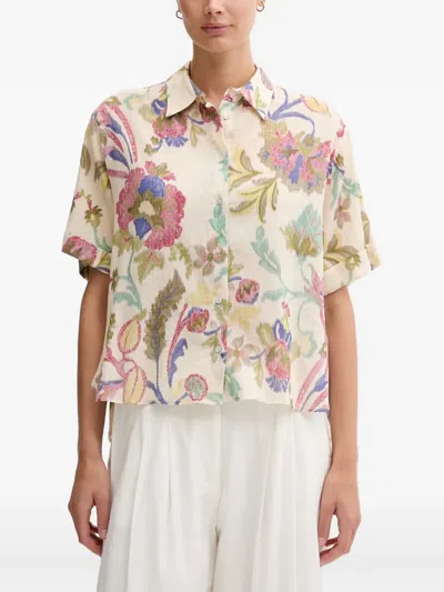 Pedro Del Hierro Floral-detail Short-sleeve Shirt In Multi