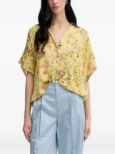 Pedro Del Hierro Floral-print Button-fastening Top In Yellow