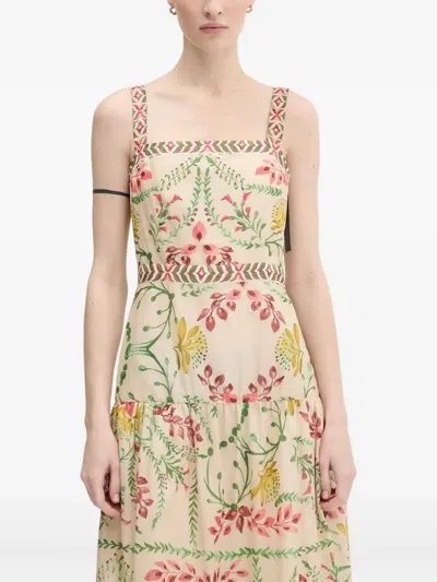 Pedro Del Hierro Floral-print Tiered Dress In Neutral