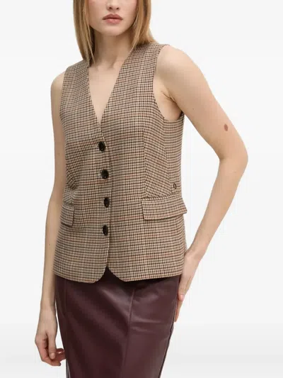 Pedro Del Hierro Houndstooth Sleeveless Top In Brown