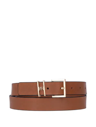 Pedro Del Hierro Logo-detail Square Buckle Belt In Brown