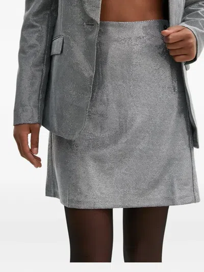Pedro Del Hierro Metallic-finish Mini Skirt In Gray