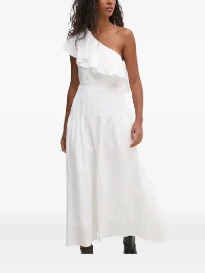 Pedro Del Hierro One-shoulder Ruffled Dress In White