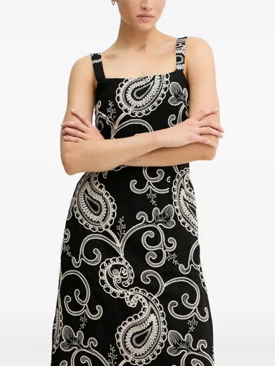 Pedro Del Hierro Paisley Embroidered Dress In Black