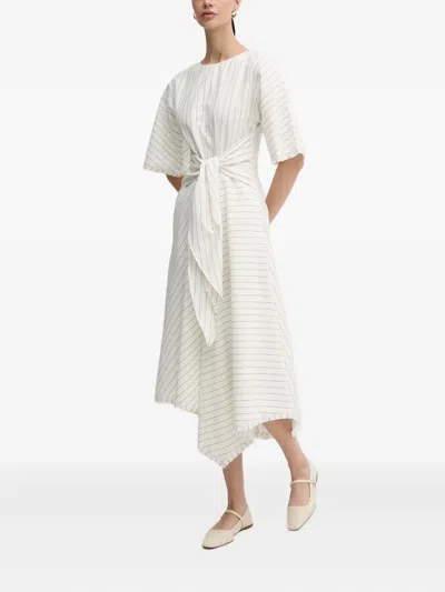 Pedro Del Hierro Pinstripe Tie-front Dress In White