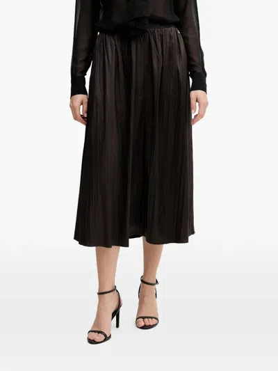 Pedro Del Hierro Pleated A-line Midi Skirt In Brown