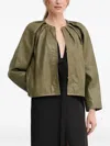 Pedro Del Hierro Pleated Leather Jacket In Green