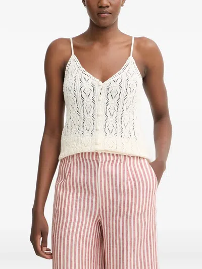 Pedro Del Hierro Pointelle-knit Button-front Tank Top In White